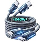 LISEN USB C to USB C Cable 240W, [6.6ft 2Pack] Nylon Braided Type C Cable Fast Charge for iPhone 17 Pro Max USBC Fast Charging Cord for iPhone Air 17 16 Samsung MacBook Pro M5 iPad Air Xbox, Midnight