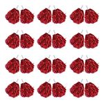 Rfvtgb 24Pcs Cheerleading Pom Poms Metallic Foil Cheer Pom Poms with Plastic Handle for Adults Kids Cheerleaders Party Red