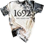 1692 They Missed One Shirt Women Halloween Salem Witch Tshirt Funny Letter Print Tees Casual Short Sleeve Tops, Bleached, XL