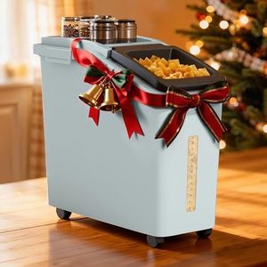 DWVO Large Ingredient Storage Bins, 11.4-Gallon Flour Rice Food storage Containers Bins with Wheels, Scoop and Airtight Lid for Dry Food, Flour, Cereal Grain, Sugar, Gray