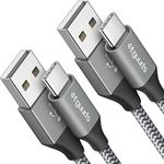 etguuds 2Pack 1M USB C Cable, USB A to USB C Charger Cable 3A Fast Charging Braided USBC Lead for iPhone 15 Pro Max Samsung Galaxy S23 S22 S21 S20 S10 S9 A15 A50 etc -Grey