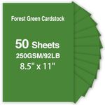 Forest Green Paper, KTFNOMES 50 Sheets 8.5 x 11 Green Cardstock, 250gsm/92lb Card Stock Printer Paper for Christmas, Halloween, Invitations, Crafts, DIY Cards, Scrapbooking, and Stationery Printing