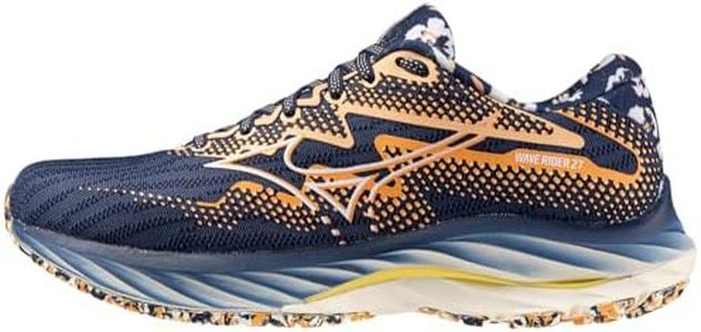 Mizuno Women's Wave Rider 27 Roxy Running Shoe, Naval Academy/White, 6