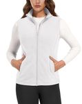 MAGCOMSEN Ladies Fleece Vest Lightweight for Women Classic-Fit Sleeveless Jacket with Zipper Pockets White S