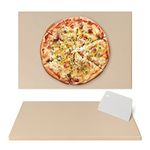 Mepple Pizza Stone for Oven Grill,Pizza Pan Baking Stone with Scraper Perfect for Pizza Bread Toast BBQ, Thermal Shock Resistant Rectangle,15" x 12" Pizza Stone