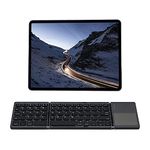 Mcbazel Rechargeable Foldable Bluetooth Keyboard,Portable Folding Wireless Tri-Keyboard with Touchpad for Android/Windows/ iOS13 and above,Tablet/PC - Gray