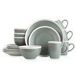 Stone Lain Stoneware Dinnerware Set, 16 Piece, Green and Cream