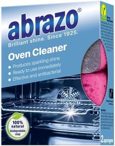 abrazo Oven Cleaner for fan assisted ovens, oven door, racks & trays | heavy duty degreaser with natural soap, no fumes non toxic | pack of 2 sponges