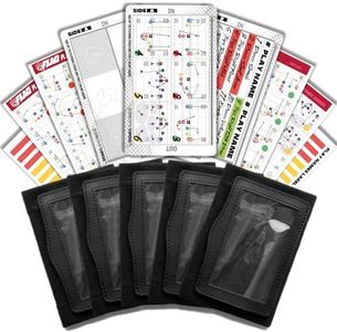 1NMORE 5v5, 7v7 Football Wristbands with Playbook System, Quarterback Wrist Coach for Youth, Flag Football Wrist Bands with Plays Stickers & PVC Cards (Black-5Pcs, 7 on 7)