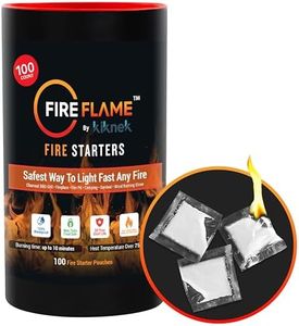 Fireflame Quick Instant Fire Starter - 100% Waterproof All-Purpose Indoor & Outdoor Firestarter, for Charcoal Starter, Campfire, Fireplace, BBQ - Odorless and Non-Toxic - 100 Pouches in Canister