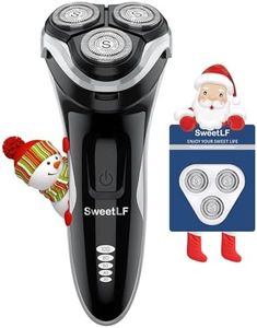 SweetLF Men's Electric Shaver (Plus 3 Blades) : Electric Razor for Men with Pop-up Trimmer, Corded and Cordless Rechargeable 3D Rotary Shaver (Quiet, Charge Time: 1 Hour, Use Time 120 min,Black