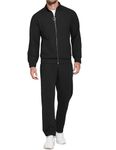 COOFANDY Tracksuit Set Casual For Men Two Piece Track Suit Full-Zip Long Sleeve Sweatsuit Activewear Sets Black Large