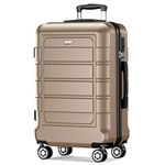 SHOWKOO PC+ABS Durable Expandable Hardside Luggage with Double Spinner Wheels TSA Lock 24-Inch, Champagne