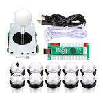 EG Starts Arcade DIY Kits Parts USB Encoder To PC Games 5Pin Joystick + 2x 24mm + 8x 30mm 5V LED Illuminated Push Buttons For Arcade PC Game Consoles Mame Raspberry pi 2 3 Controllers & White