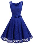 Dressystar Cocktail Dress Floral Lace Short Bridesmaid Party Prom Dress for Women Royal Blue S