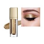 Liquid Glitter Eyeshadow, Metallic Shimmer Eyeshadow, Long Lasting, Quick-Drying Matte Glitter Eye Shadow Waterproof Highly Pigmented Sparkly Eye Shadows Eyeliner Pen,Blendable Eyes Makeup(Gold)