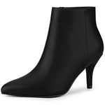 Allegra K Women's Pointed Toe Zipper Stiletto Heel Black Ankle Boots - 9 M US