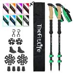 TheFitLife Carbon Fibre Trekking Poles - Collapsible and Telescopic Walking Poles, 2-Pack, Ultra Light, Extendable, Best Walking Sticks for Traveling Camping Hiking Mountaineering (Green)