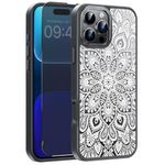 FUNMIKO for 16 Pro Case with Privacy Screen Protector, Wireless Charging Compatible, Shockproof Translucent Matte Cover - Cute Floral Design Phone Case for Women Girls - Mandala Flower