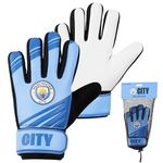 Manchester City F.C. Goalkeeper Gloves for Kids Teenagers Non Slip Padded Palms Size 5 or 7 Man City Gifts for Boys (Size 7)