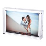 TRIXES Magnetic Acrylic Photo Frame, Picture Frame, Double Sided Display Block, Clear Transparent, Display Block, Picture Display, Homeware, 2cm Thick