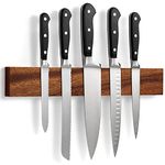 Magnetic Knife Rack in Walnut with Extra-Strong Magnet - 40 cm - Magnetic Knife Holder for Wall for Knives, Utensils and Tools - by LARHN