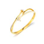 Valentine's Day Creative Titanium Steel Bangles Exquisite Crystal Bracelet Lovers Gold Silver Colour Bracelet Gold Bangles For Women (Gold color)