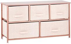 mDesign Chest of Drawers – Wide Set of Drawers with Wooden Top Shelf – Clothing Storage Tower for Socks, Underwear, Accessories – Pink/Rose Gold