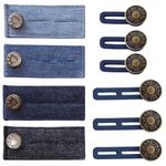 Button Extender for Jeans, Adjustable Waist Extender, Waistband Extender for Mens & Women Trousers, Elastic Waist Extenders for Pants, Shorts, Jeans, Skirts and Pregnant Trousers - Black & Blue-10 Pcs