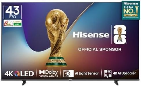 Hisense 108 cm (43 Inches) 4K Ultra HD Smart QLED TV | Dolby Vision Atmos, HDR10+, Dolby Audio | AI 4K Upscaler | ALLM | MEMC | HDR 10+Decoding | Voice Control | VIDAA OS | 43E7Q (Black)