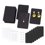 Swpeet 300Pcs Black Earring Display Cards Assorment Kit, 100Pcs 3.5 x 2.4 Inches Square Earring Holder Cards with 100 Silicone Earring Backs and Self-Seal Bags for Earrings Necklace Jewelry Display