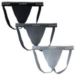 SG2 Mens Cotton Thongs/Jockstrap (Pack of 3) (Black-Charcoal Grey- Grey, x_l)