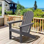 OTSUN Adirondack Chair, Large Lawn Chair Weather Resistance, 4 Steps Easy Assembly, Patio Chair for Fire Pit, Yard, Porch, Garden, Deck, Swimming Pool, Grey