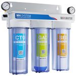 Max Water 3 Stage (Good for City Water) 10 inch Standard Water Filtration System for Whole House - Sediment + GAC + CTO Post Carbon - ¾" Inlet/Outlet