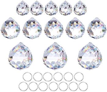 Crystalsuncatcher 20mm/30mm/40mm Clear Crystal Ball Prisms Chandelier Lamp Lighting Drops Hanging Prisms Parts Suncatcher Rainbow Maker Home Decor, Pack of 13