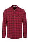 Mountain Warehouse Trace Mens Flannel Long Sleeve Shirt - Lightweight & Breathable Casual Checks Shirt in 100% Cotton with Buttoned Front Pockets - for Travel & Walking Red 3XL