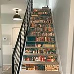 FLFK 3D Retro Bookcase Stair Riser Sticker Peel and Stick Bookshelf Staircase Stickers Wall Mural Wallpaper for Home Office Decoration 39.3Inch x7.08Inch x13PCS