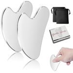 Gua Sha Facial Tool, 2Pack Stainless Steel Guasha Scraping Massage Tool, Lymphatic Drainage Massage Scraper for Face, Eyes, Neck, Body