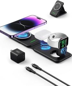 INIU 3 in 1 Wireless Charger for Apple Multiple Device, Magnetic Foldable Mag-Safe Charger, Fast Travel Wireless Charging Station for iPhone 16/15/14/13 Series, Apple Watch, AirPods(Adapter Included)