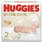 Huggies Newborn Nappies, Size 2 (3-6kg), 1 Pack of 24 Nappies