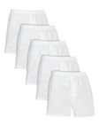 Fruit of the Loom Men's Woven Boxer Multipack Underwear, Woven - 5 Pack White, XL UK