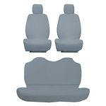 AUTOXYGEN Car Towel Seat Cover Accessories Front & Rear 100% Pure Cotton Fabric, Sweat Control Complete Set for Alto Old (Front Detachable Headrest, Grey)