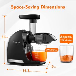 AMZCHEF Cold Press Juicer – Black, Slow Masticating Extractor
