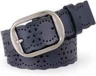 JASGOOD Women's Hollow Flower Genuine Leather Belt for Jeans Pants Wide Belt for Ladies