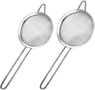 Harewu 2 Pack Fine Mesh Strainer, Small Stainless Steel Sieves with Handles, for Steeping Loose Leaf Tea, Straining Cocktail, Juice and Sifting Flour, Powdered Sugar (2pcs)