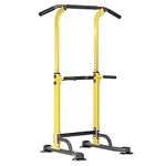 DlandHome Dip Station Adjustable Height Power Tower Pull Up Bars Home Strength Training Fitness Workout Station,Yellow,40JYPSPSBB005-Y-DCA