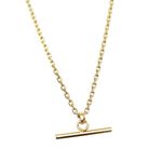 Source 24 inch T-bar Pendant Necklace with 18ct Gold plated Diamond Cut Oval Rolo Trace Chain