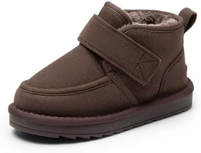 DREAM PAIRS Boys Boots Kids Girls Winter Warm Faux Fur Walking Ankle Boots FuzzyGo Kid's Cozy Tap for Toddler/Little Kid,Size 10 Toddler,Brown,SDSB2407K