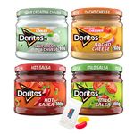 Doritos Dips Assorted Flavours Bundles Set Of 4 Mild Salsa Hot Salsa 300g Nacho Cheese Sour Cream & Chives 280g Vegetarian Dip Perfect For Sharing Boxed Treatz