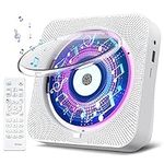 Gueray CD Player with Speakers Radio CD Player with Bluetooth Remote Control Dust Cover LED Screen Timer CD Player for Home Supports AUX USB TF Card Playback